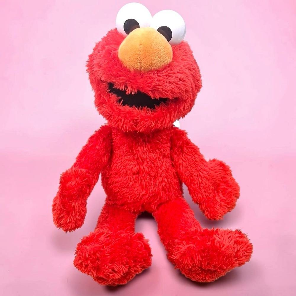 Hasbro Sesame Street Elmo Plush 2016 Red Shaggy Fur Interactive Toy 15" C0923